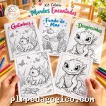 Kit Colorir Mundos Encantados