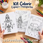 Kit Colorir Espaço e Transportes