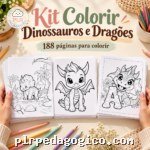 Kit Colorir Dinossauros e Dragões