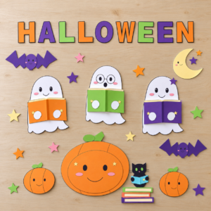 Painel Halloween 3D – Fantasminhas Leitores