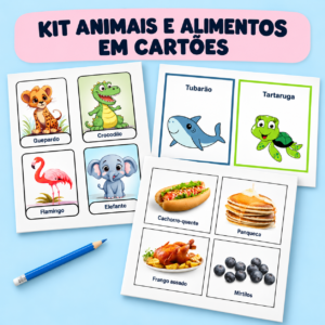 Kit Animais e Alimentos em Cartões
